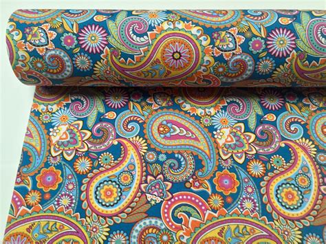 blue paisley fabric for sale